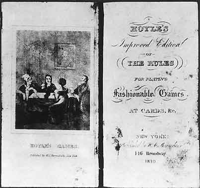 Frontispis a titulní strana prvního vydání Hoyle's Rules z roku 1830
