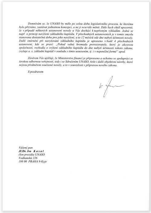 Odpove ministra financ